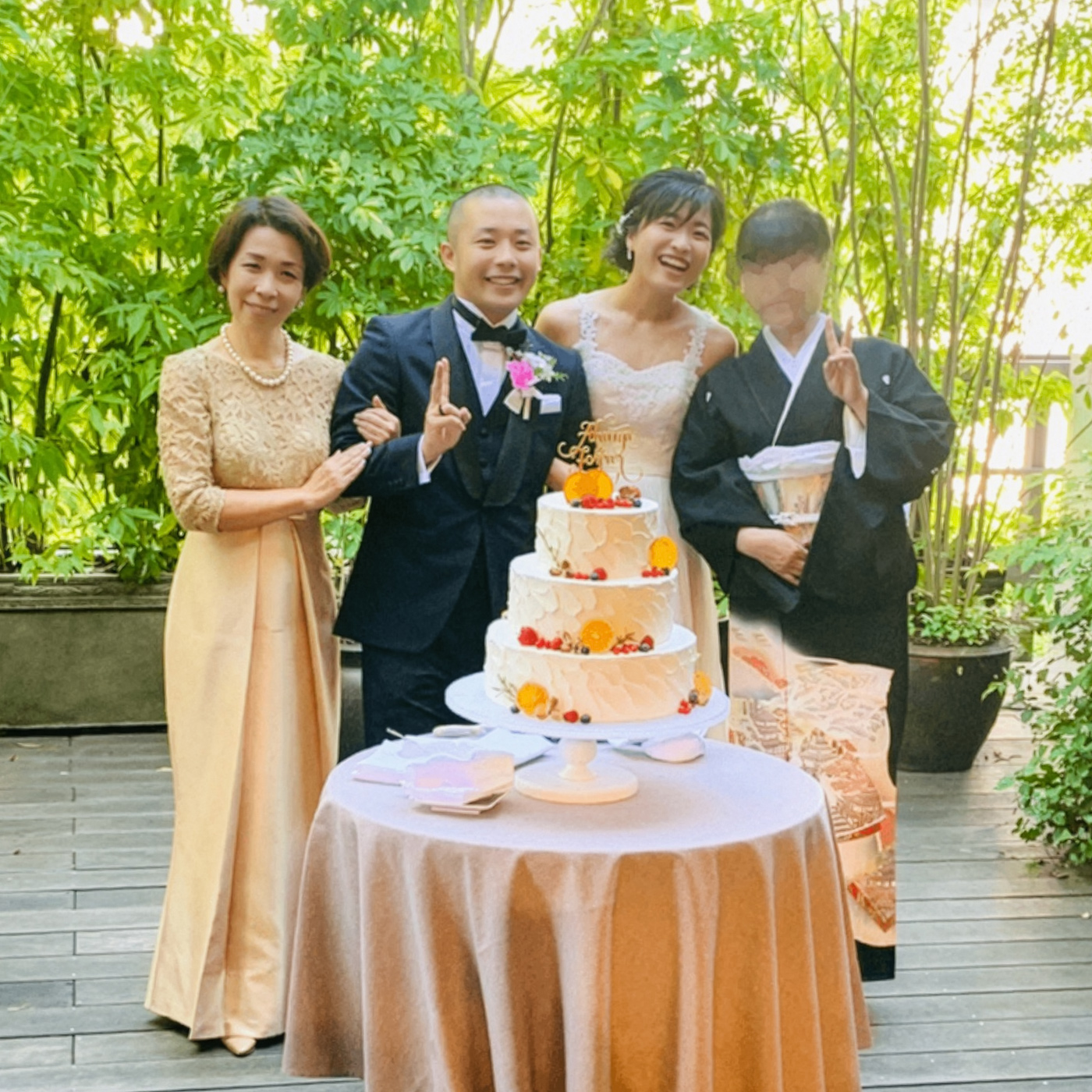 実際の結婚式 母親 フォーマルドレスL101ベージュ